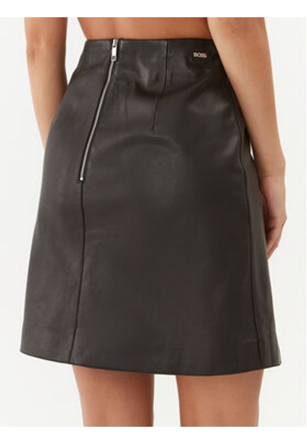 BOSS - Boss Spódnica skórzana Seminta 50495166 Czarny Regular Fit. Kolor: czarny. Materiał: skóra