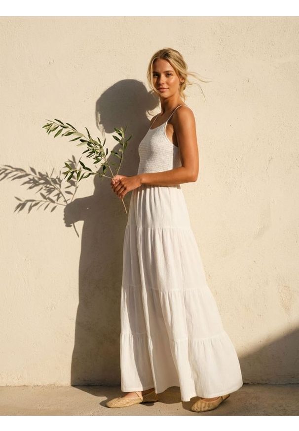 Sinsay - Letnia sukienka maxi - kremowy. Kolor: kremowy. Sezon: lato. Długość: maxi