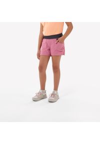 quechua - Spodenki turystyczne dla dzieci Quechua MH500. Kolor: różowy. Materiał: poliamid, elastan, materiał, poliester. Sezon: lato. Styl: sportowy. Sport: turystyka piesza