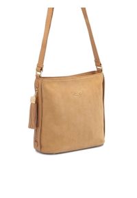 Kazar - Jasnobrązowa listonoszka z zamszu i licowej skóry. Kolor: brązowy. Materiał: zamszowe, skórzane. Styl: casual, klasyczny #4