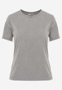 Renee - Ciemnoszary T-shirt Koszulka z Krótkim Rękawem i Okrągłym Dekoltem Tiarella. Kolor: szary. Materiał: jeans. Długość rękawa: krótki rękaw. Długość: krótkie. Wzór: aplikacja. Styl: elegancki, klasyczny #7