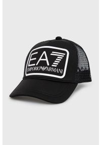 EA7 Emporio Armani czapka kolor czarny z nadrukiem. Kolor: czarny. Wzór: nadruk