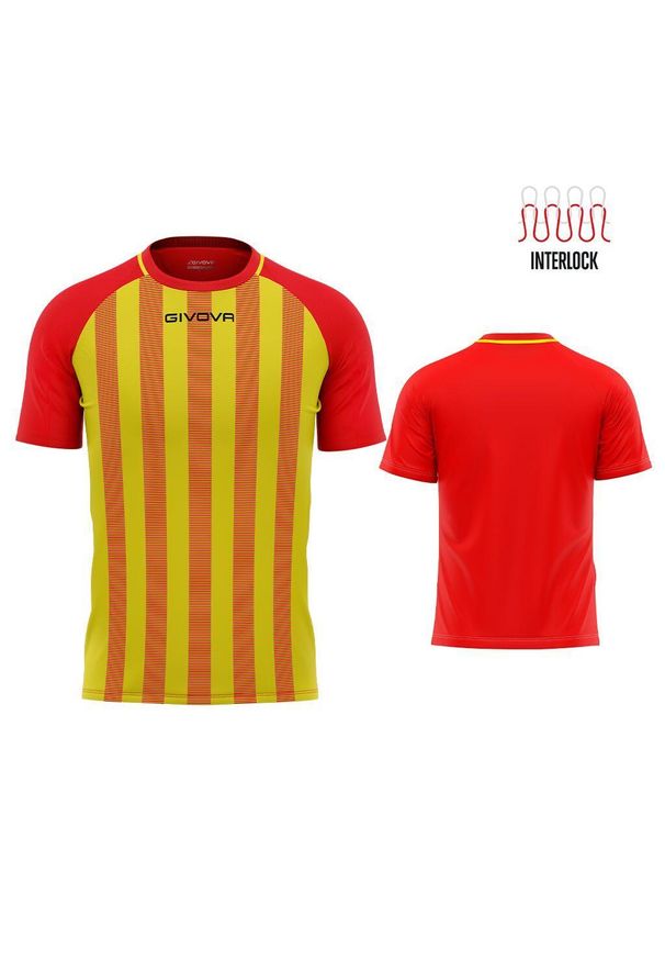 Koszulka Givova Rugby czerwono-żółta L. Kolor: wielokolorowy, żółty, czerwony. Materiał: poliester. Długość rękawa: krótki rękaw. Długość: krótkie. Sport: piłka nożna