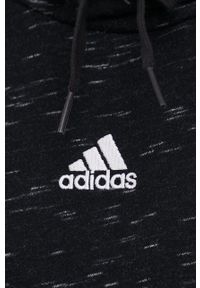Adidas - adidas bluza męska kolor czarny z kapturem z aplikacją. Typ kołnierza: kaptur. Kolor: czarny. Materiał: materiał, dzianina. Wzór: aplikacja