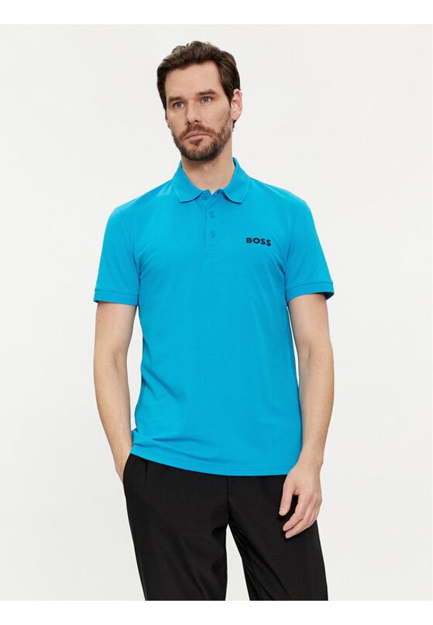 BOSS - Boss Polo Paule 50512789 Niebieski Slim Fit. Typ kołnierza: polo. Kolor: niebieski. Materiał: bawełna, syntetyk
