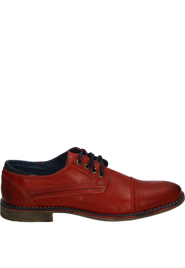 Venezia - CZERWONE PÓŁBUTY MĘSKIE ERGO1410M RO W20. Kolor: czerwony. Materiał: skóra, syntetyk