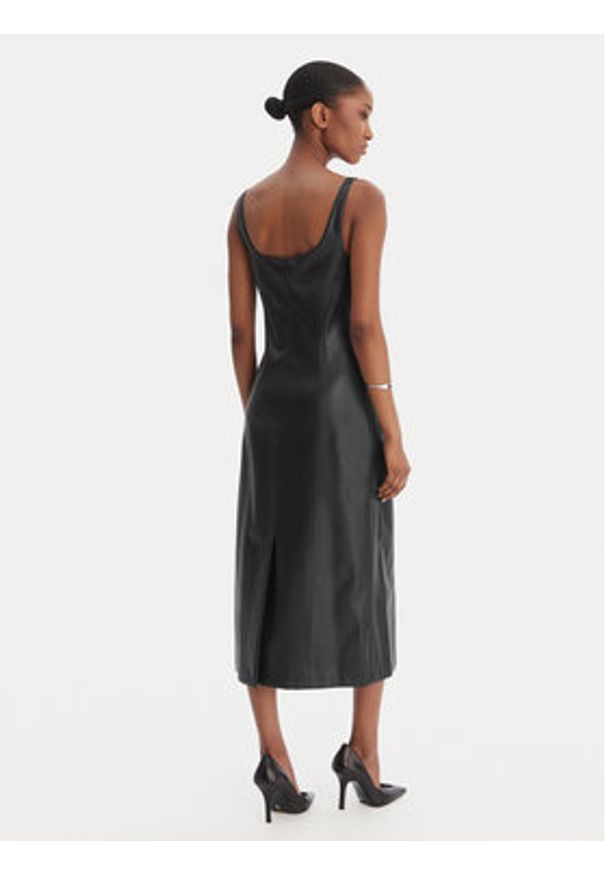 Hugo - HUGO Sukienka z imitacji skóry Kattarina-1 50553546 Czarny Slim Fit. Kolor: czarny. Materiał: skóra