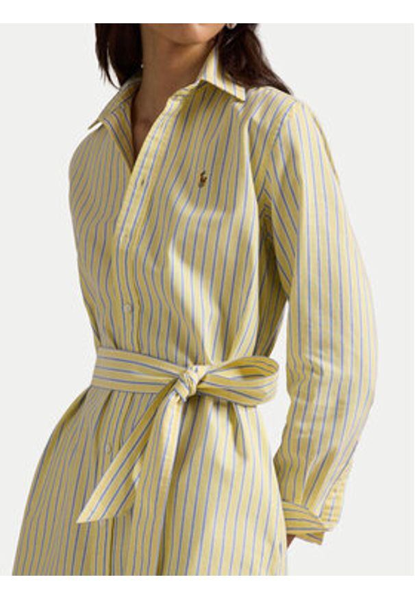Polo Ralph Lauren Sukienka koszulowa 211959901501 Żółty Regular Fit. Typ kołnierza: polo. Kolor: żółty. Materiał: bawełna. Typ sukienki: koszulowe
