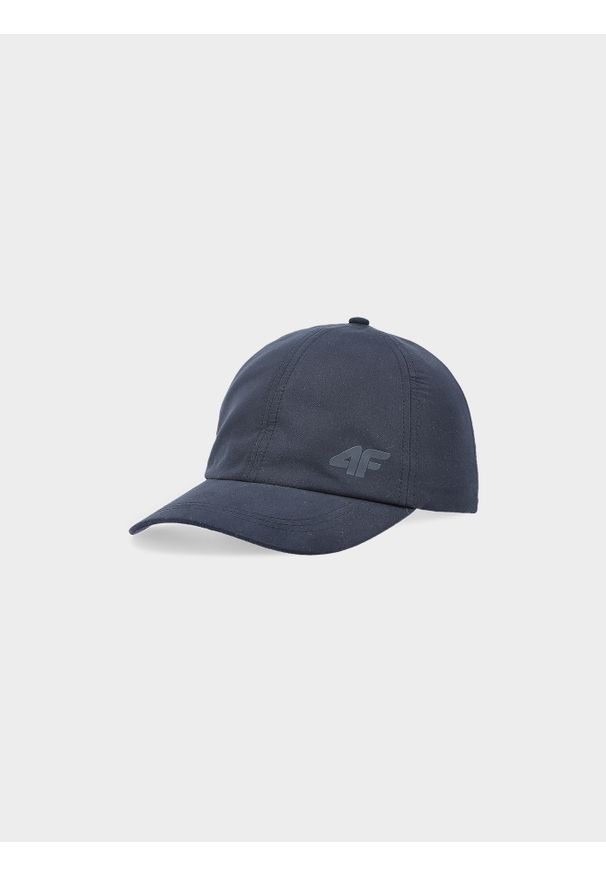 4f - Czapka z daszkiem strapback dziecięca - czarna. Kolor: czarny. Materiał: materiał, syntetyk. Sezon: lato. Styl: sportowy