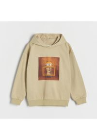 Reserved - Bluza oversize Minionki - Beżowy. Kolor: beżowy. Materiał: dzianina, bawełna. Wzór: motyw z bajki #1