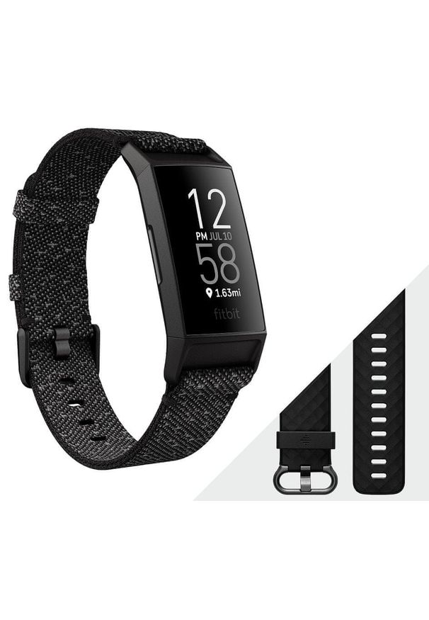 FITBIT - Fitbit Bransoletka fitness Charge 4 (NFC), Granite Reflective Woven/Black. Kolor: czarny. Materiał: dzianina