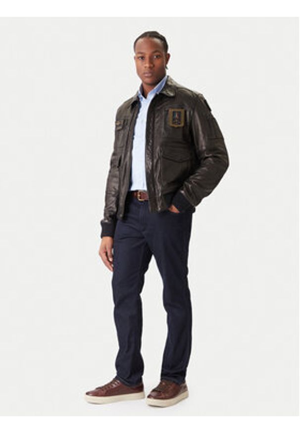 Aeronautica Militare Kurtka skórzana 252PN0846U100839 Czarny Regular Fit. Kolor: czarny. Materiał: skóra