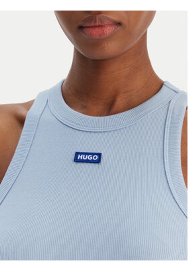 Hugo - HUGO Top Easy 50508857 Błękitny Slim Fit. Kolor: niebieski. Materiał: bawełna