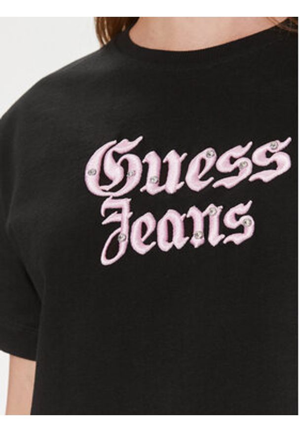Guess T-Shirt Gothic W4RI49 K6XN4 Czarny Regular Fit. Kolor: czarny. Materiał: bawełna