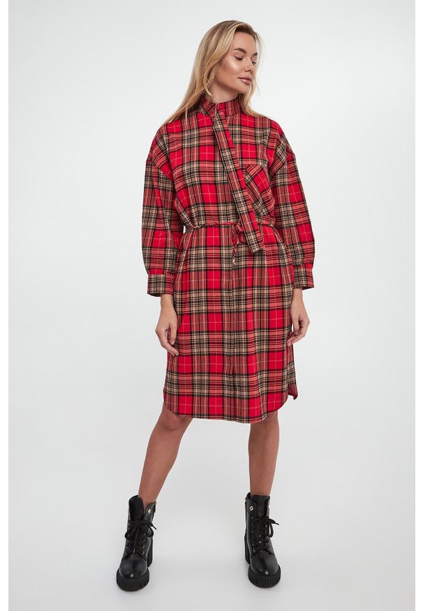 JOOP! Jeans - Sukienka koszulowa w kratkę Danny JOOP! JEANS. Wzór: kratka. Typ sukienki: koszulowe