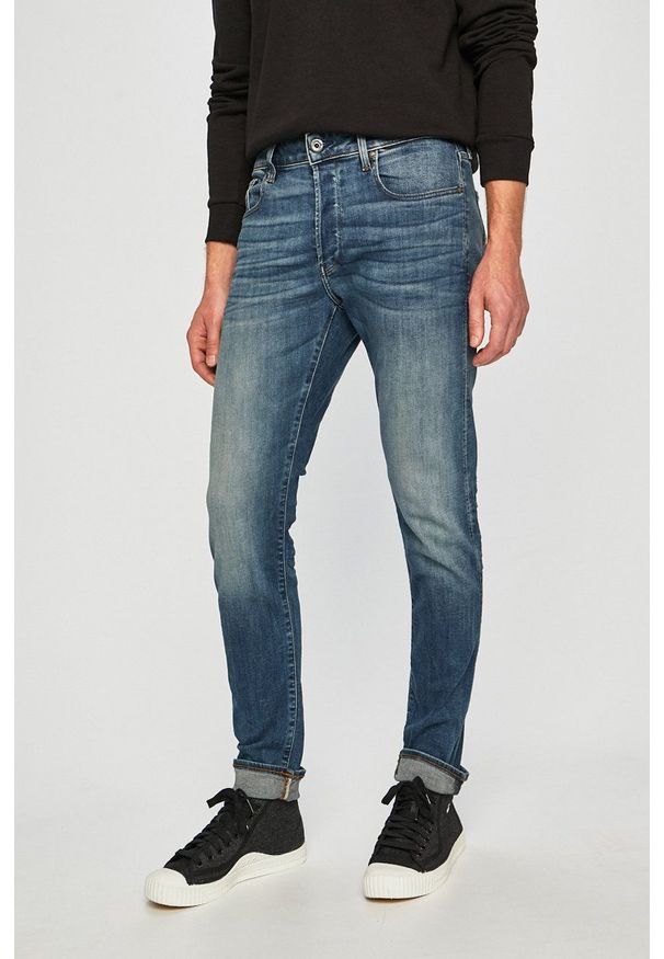 G-Star RAW - G-Star Raw - Jeansy. Kolor: niebieski. Wzór: aplikacja