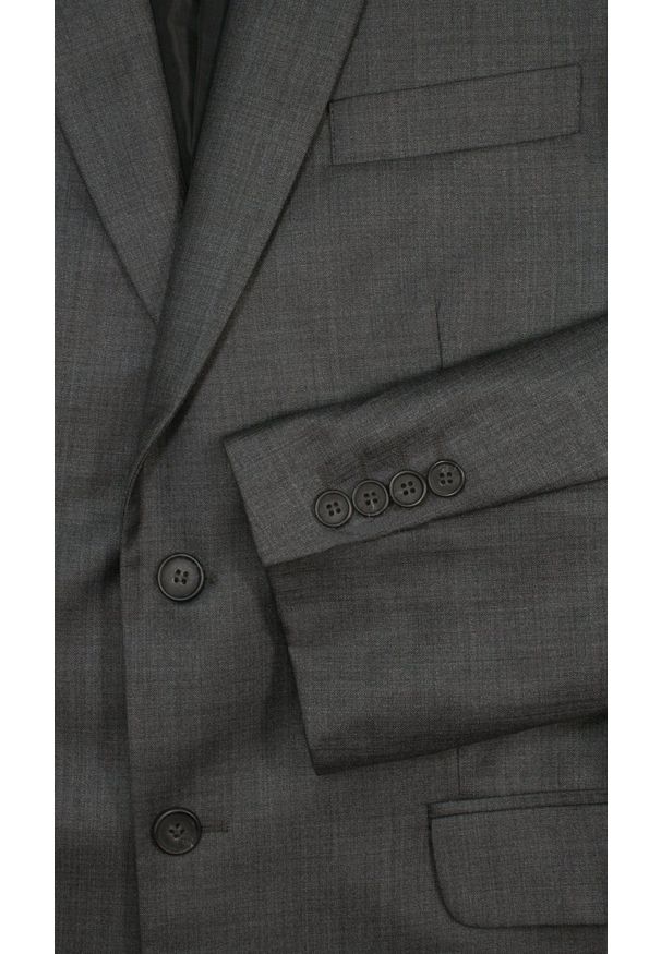 Casino - Garnitur Dwuczęściowy Grafitowy Elegancki, Zapinany na Dwa Guziki, Spodnie w Kant -CASINO. Kolor: szary. Materiał: wiskoza, poliester
