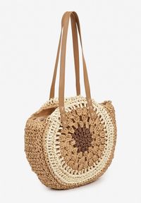 Renee - Ciemnobeżowa Pleciona Torebka w Stylu Boho Ulofina. Kolor: beżowy. Sezon: lato. Styl: boho