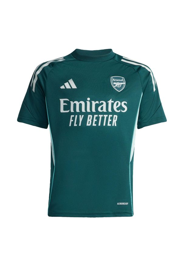 Adidas - Dziecięca koszulka Arsenal Tiro 25 Competition Training. Kolor: niebieski. Materiał: dzianina. Sport: piłka nożna