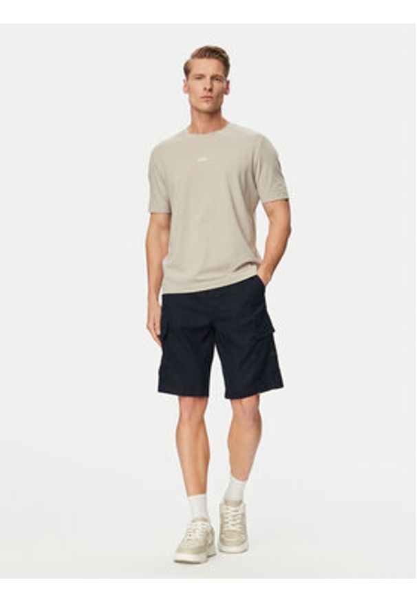 BOSS Szorty materiałowe Sisla 50559366 Granatowy Relaxed Fit. Kolor: niebieski. Materiał: len