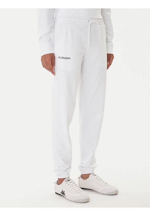 Kappa Spodnie dresowe Festa 331M34W Biały Regular Fit. Kolor: biały. Materiał: bawełna