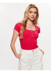 Guess Bluzka W2YP24 KBCO2 Różowy Slim Fit. Kolor: różowy. Materiał: wiskoza #1