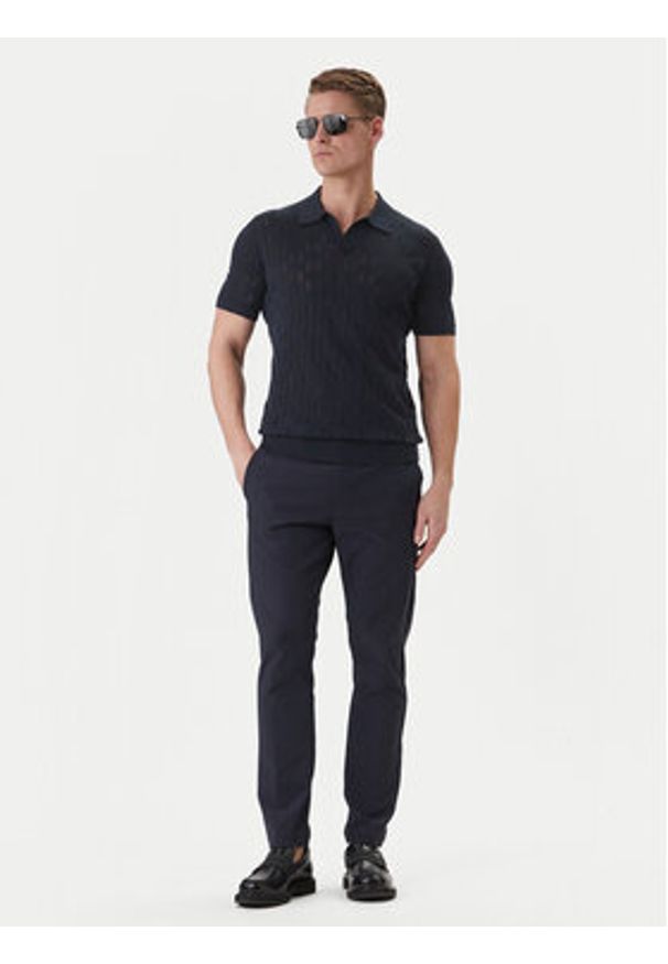 Karl Lagerfeld - KARL LAGERFELD Polo 655005 562301 Granatowy Slim Fit. Typ kołnierza: polo. Kolor: niebieski. Materiał: bawełna