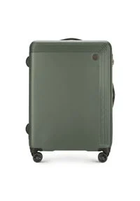 Wittchen - Średnia walizka z ABS-u delikatnie żłobiona. Kolor: zielony. Materiał: guma. Wzór: kolorowy #1