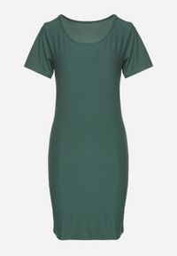 Born2be - Zielona Casualowa Sukienka z Bawełną Lumelisse. Okazja: na co dzień. Kolor: zielony. Materiał: bawełna. Typ sukienki: proste. Styl: casual #3