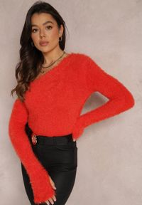 Renee - Czerwony Sweter na Jedno Ramię Pholy. Kolor: czerwony. Sezon: zima #4