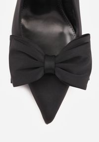 Renee - Czarne Szpilki Slingback z Ozdobną Kokardą na Nosku Chelshi. Zapięcie: pasek. Kolor: czarny. Obcas: na szpilce. Styl: elegancki #2