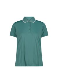 Koszulka damska turystyczna CMP 31T5066. Okazja: na co dzień. Typ kołnierza: polo. Kolor: zielony. Styl: casual, sportowy #1