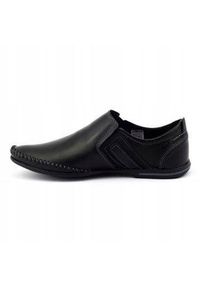 KOMODO Skórzane buty męskie 711 czarne. Okazja: na co dzień. Zapięcie: bez zapięcia. Kolor: czarny. Materiał: skóra. Styl: casual #3