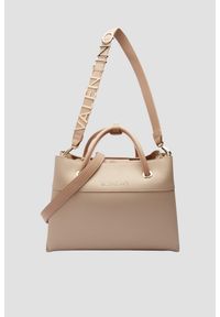 Valentino by Mario Valentino - VALENTINO Beżowa shopperka Alexia. Kolor: beżowy. Wzór: aplikacja, paski #4