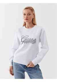 Guess Bluza W3YQ03 KB932 Biały Regular Fit. Kolor: biały. Materiał: bawełna, syntetyk