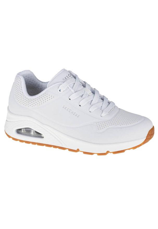 skechers - Buty sportowe Sneakersy damskie, Skechers Uno-Stand on Air. Kolor: biały. Materiał: syntetyk, materiał, tkanina. Sport: turystyka piesza