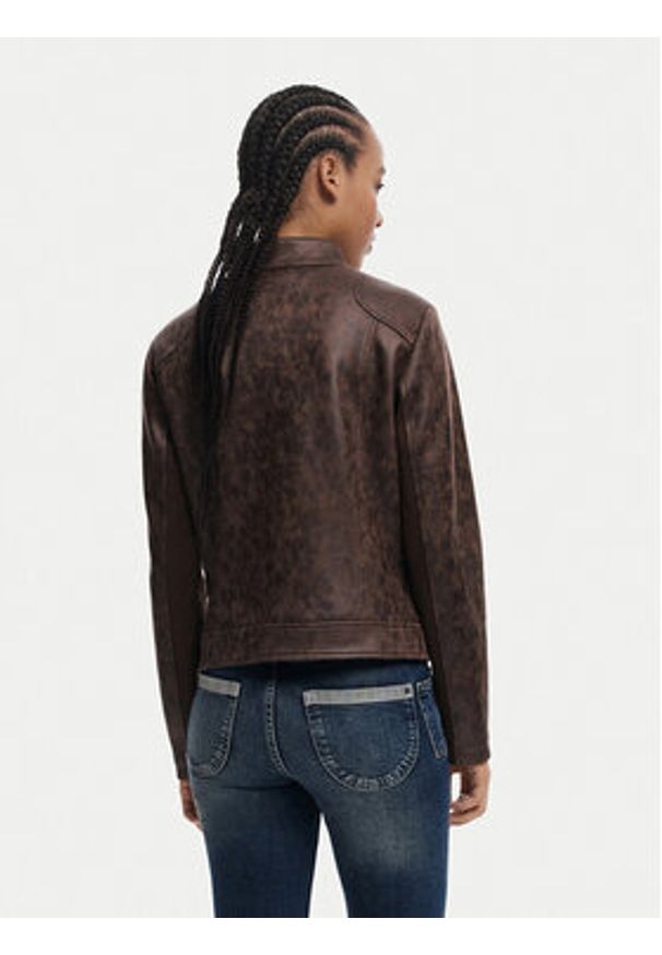 Desigual Kurtka skórzana 25SWEW46 Brązowy Regular Fit. Kolor: brązowy. Materiał: syntetyk