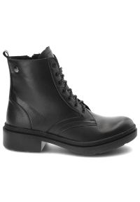 Czarne Botki Pollonus Modne Buty Damskie. Okazja: na co dzień. Kolor: czarny. Materiał: materiał, skóra. Szerokość cholewki: normalna. Wzór: aplikacja. Styl: casual, elegancki #4