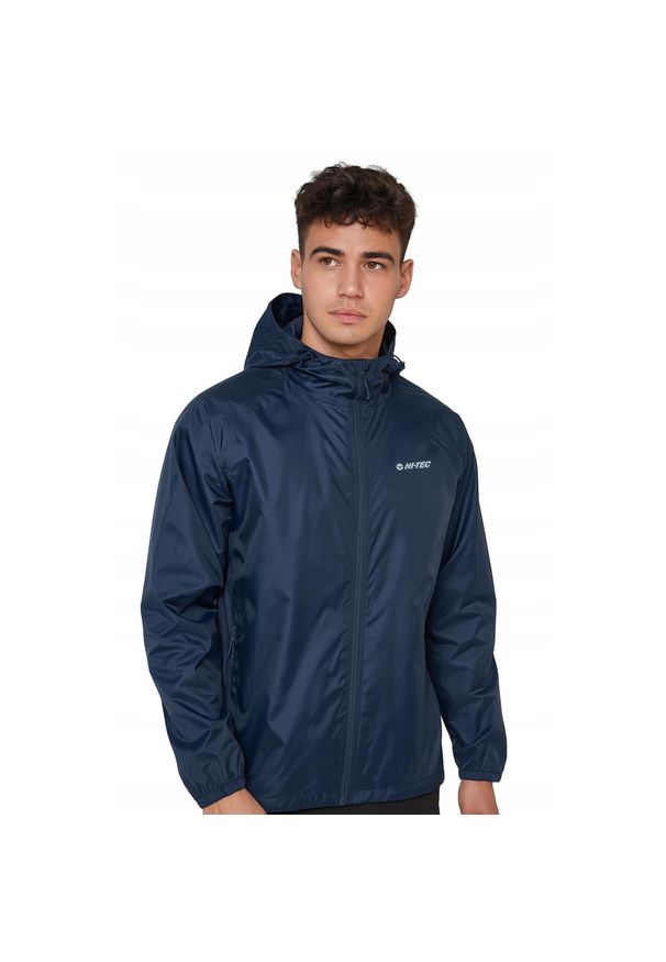 Kurka przeciwdeszczowa dla mężczyzn Hi-tec z membraną Petro. Kolor: niebieski. Sport: turystyka piesza