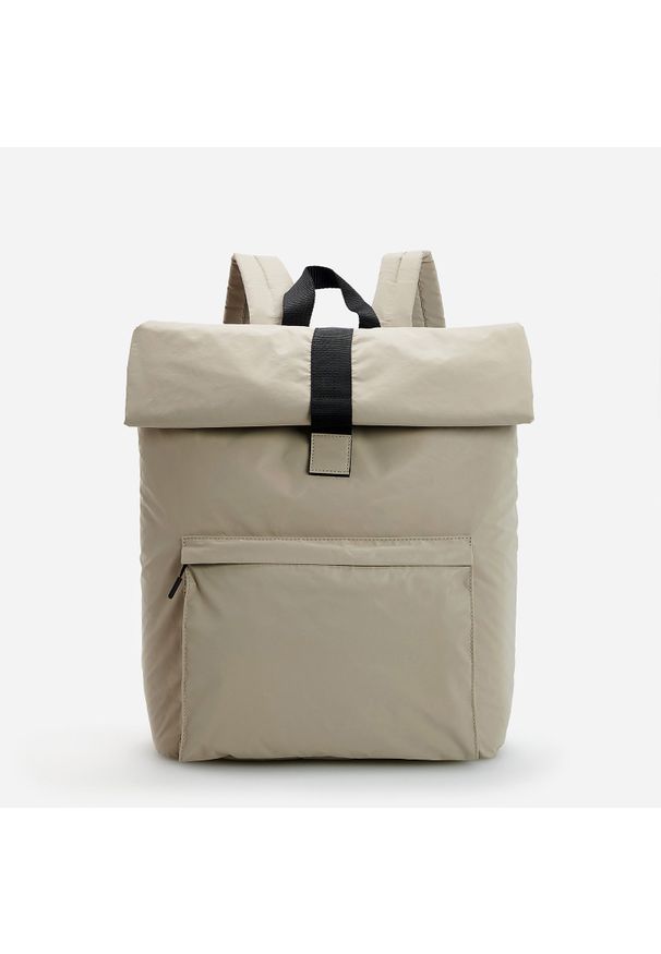 Reserved - Odblaskowy plecak roll top - Beżowy. Kolor: beżowy