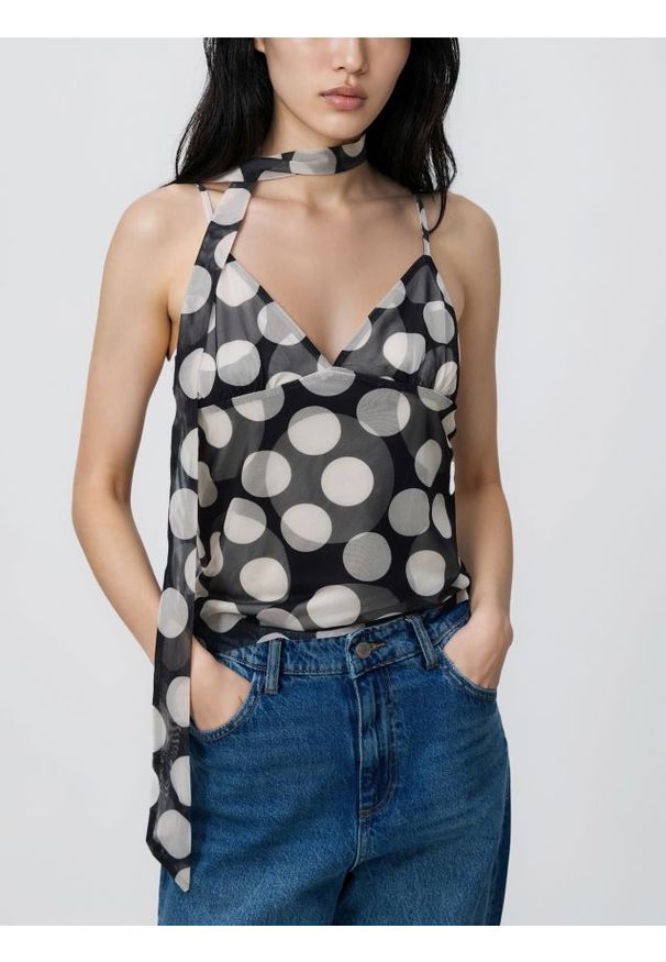 Reserved - Bluzka z szalem - wielobarwny. Materiał: dzianina