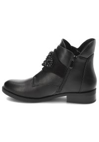 Czarne Botki S.Barski Modne Obuwie Damskie. Okazja: na co dzień. Kolor: czarny. Materiał: skóra ekologiczna. Wzór: aplikacja. Styl: casual, elegancki #3