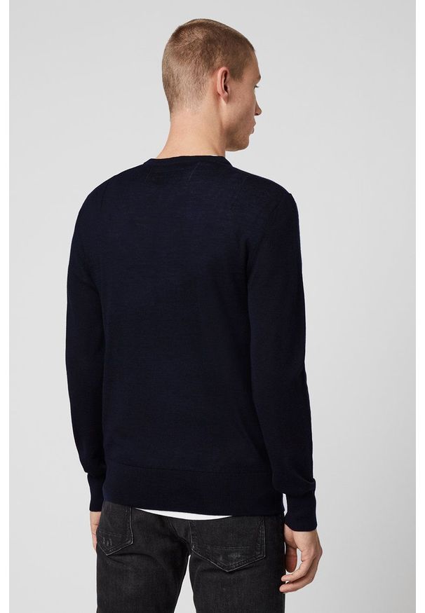 AllSaints - Sweter Mode Merino Crew. Kolor: niebieski. Materiał: dzianina. Długość rękawa: długi rękaw. Długość: długie