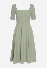 Born2be - Jasnozielona Sukienka z Bufiastymi Rękawami Nerilune. Kolor: zielony. Styl: klasyczny, elegancki #2