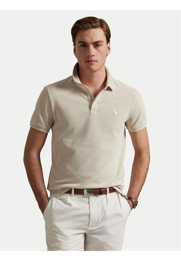 Polo Ralph Lauren Polo 710963494002 Beżowy Custom Slim Fit. Typ kołnierza: polo. Kolor: beżowy. Materiał: bawełna