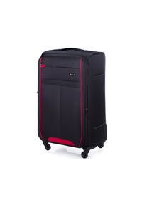 Duża walizka miękka XL Solier STL1311 czarno-czerwona. Kolor: czarny, czerwony, wielokolorowy. Materiał: materiał. Styl: wakacyjny