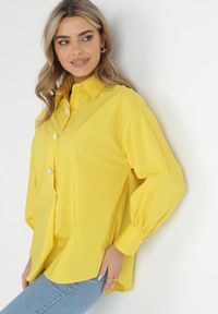 Born2be - Żółta Koszula Bawełniana Trapezowa Hazala. Kolor: żółty. Materiał: bawełna. Długość: długie. Styl: klasyczny, elegancki