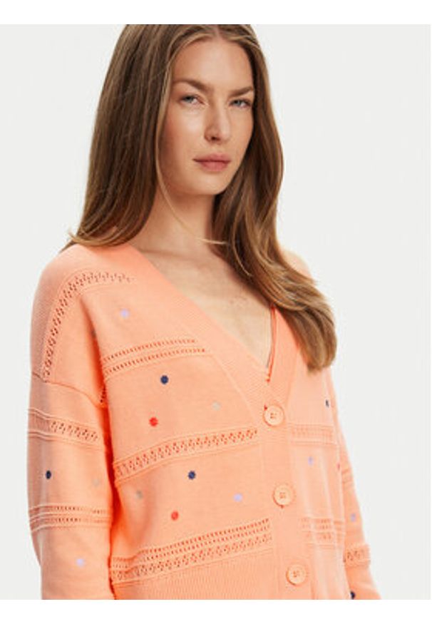 United Colors of Benetton - United Colors Of Benetton Kardigan 10C1E604W Pomarańczowy Regular Fit. Kolor: pomarańczowy. Materiał: bawełna