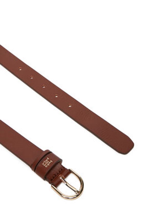 TOMMY HILFIGER - Tommy Hilfiger Pasek Damski Essential Effortless 2.5 Go AW0AW16836 Brązowy. Kolor: brązowy. Materiał: skóra