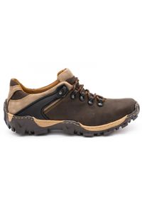 KENT Męskie buty trekkingowe 116 ciemny brąz brązowe. Okazja: na co dzień. Zapięcie: pasek. Kolor: brązowy. Materiał: jeans, skóra. Wzór: paski. Sezon: lato, jesień, wiosna #1